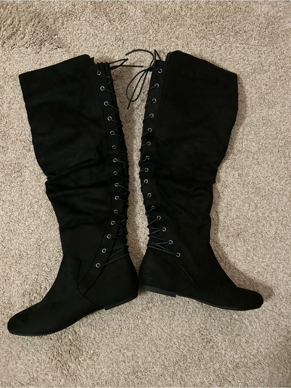 Black Lace-Up Boots. NWOT Size 10